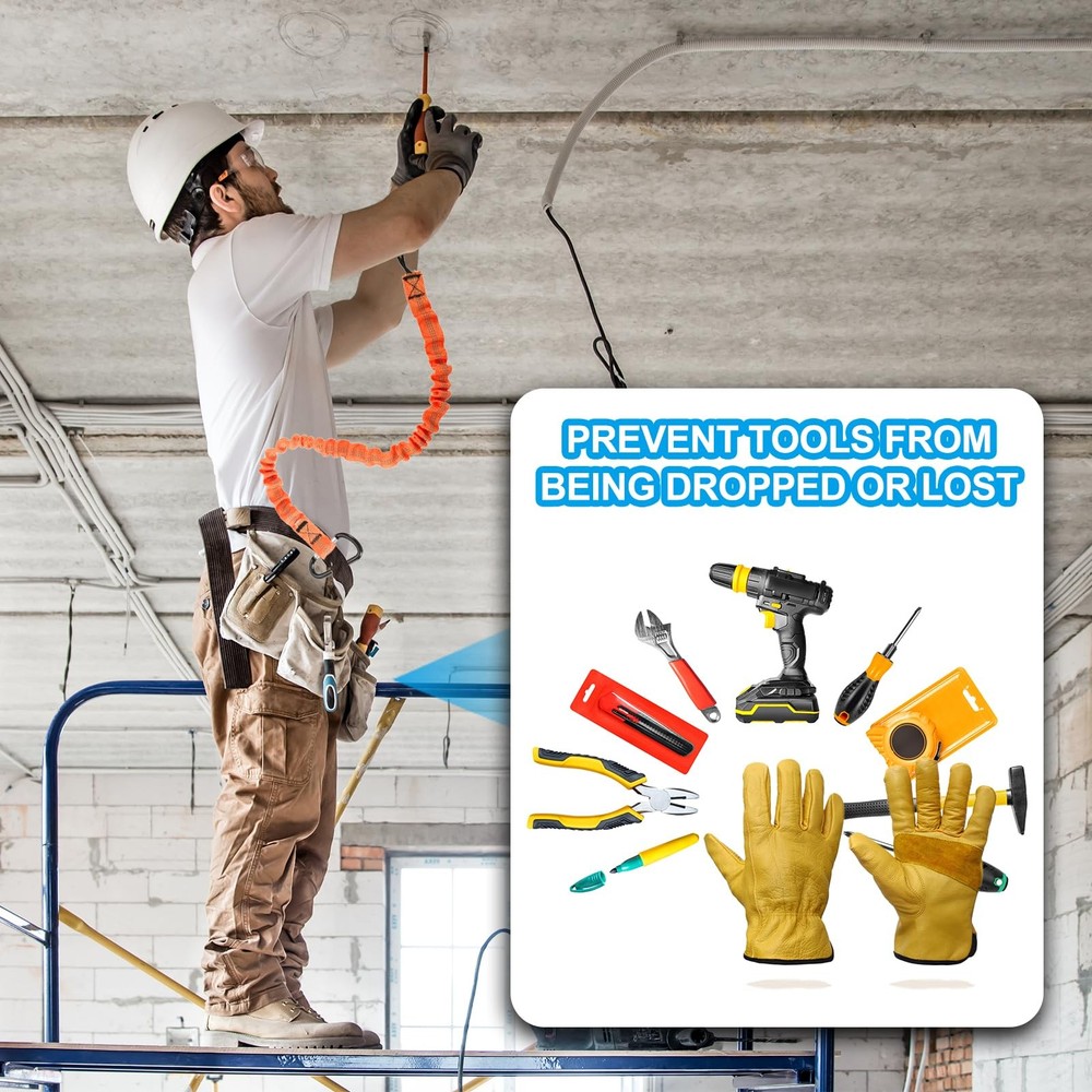 Retractable Tool Lanyard 2ft with Single Aluminum Buckle and Adjustable Loop ...