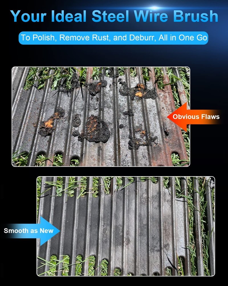 6 Pack Carbon Steel Wire Brushes for Rust Removal and Surface Cleaning