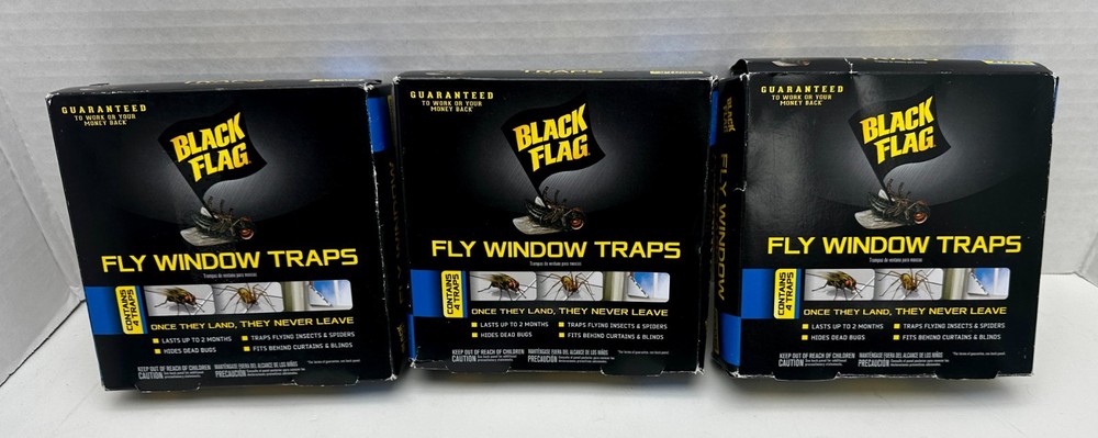 Black Flag Fly Window Traps x3 Boxes x4 Traps in Each READ