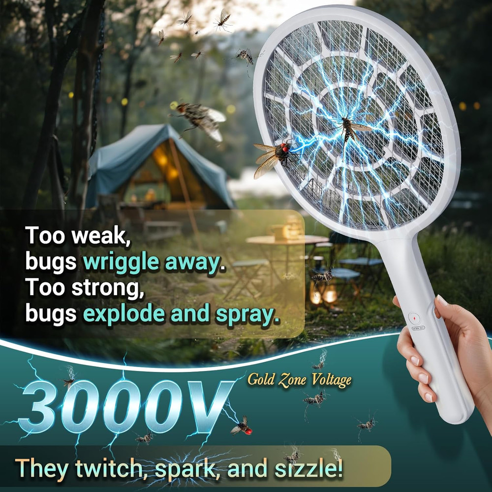 Electric Fly Swatter Bug Zapper Racket Mosquito Killer Battery Powered