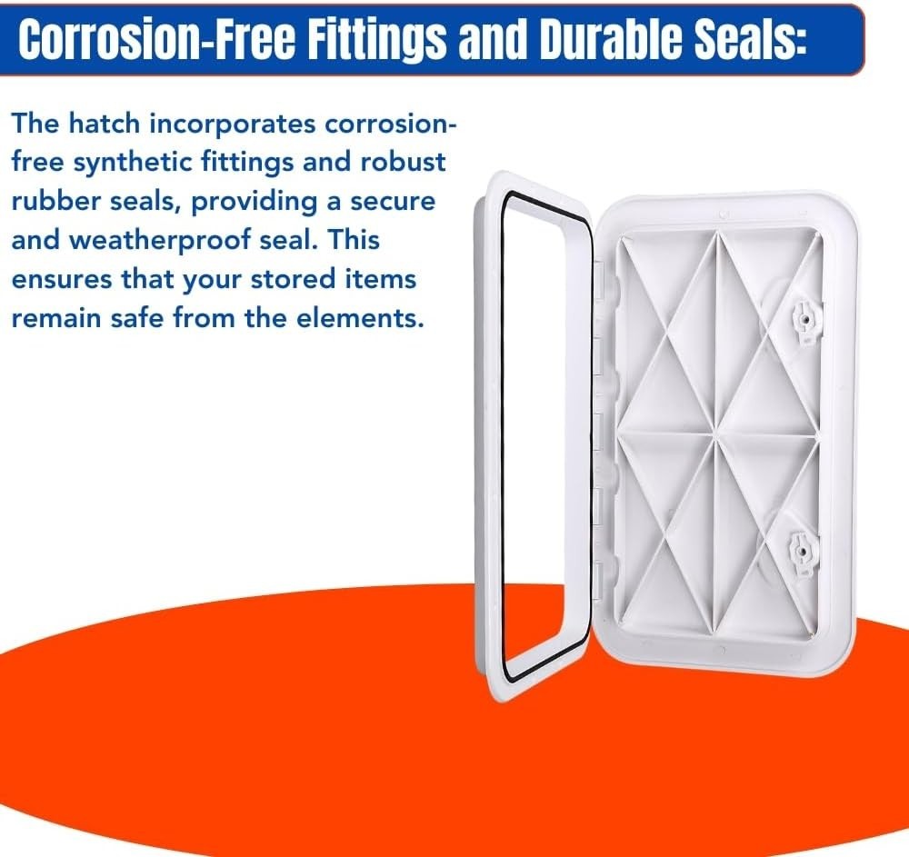 Rectangular Locking Marine Access Hatch - Durable & Weatherproof - 23.9" x 13.9"