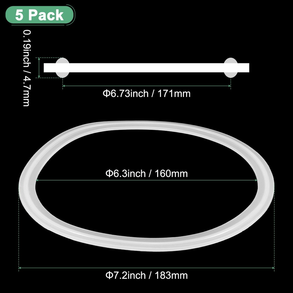 5-Pack Silicone O-Ring Seals, for 6.25" Flanges