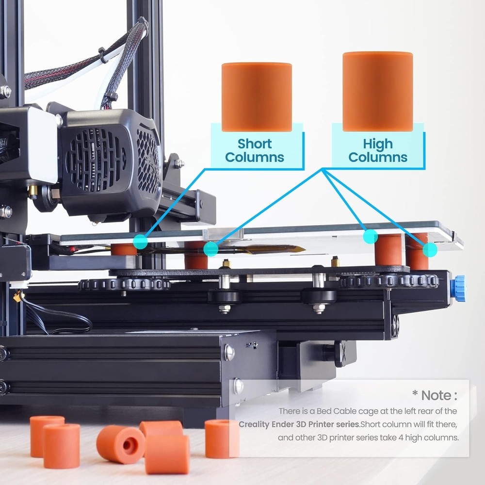Durable 3D Printer Leveling Spring Replacement - 8 Silicone Mounts Included