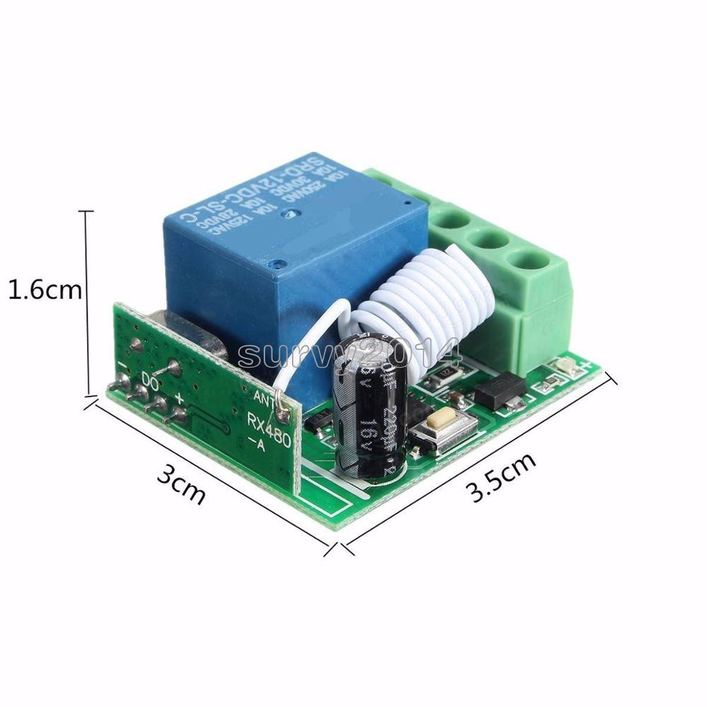 433MHZ DC12V 10A 1CH Wireless Relay RF Remote Control Switch Receiver