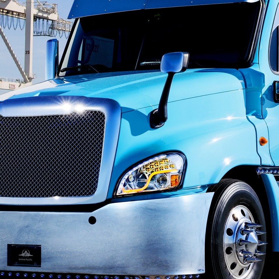 2008-2017 Freightliner Cascadia LED Headlight Chrome - Driver
