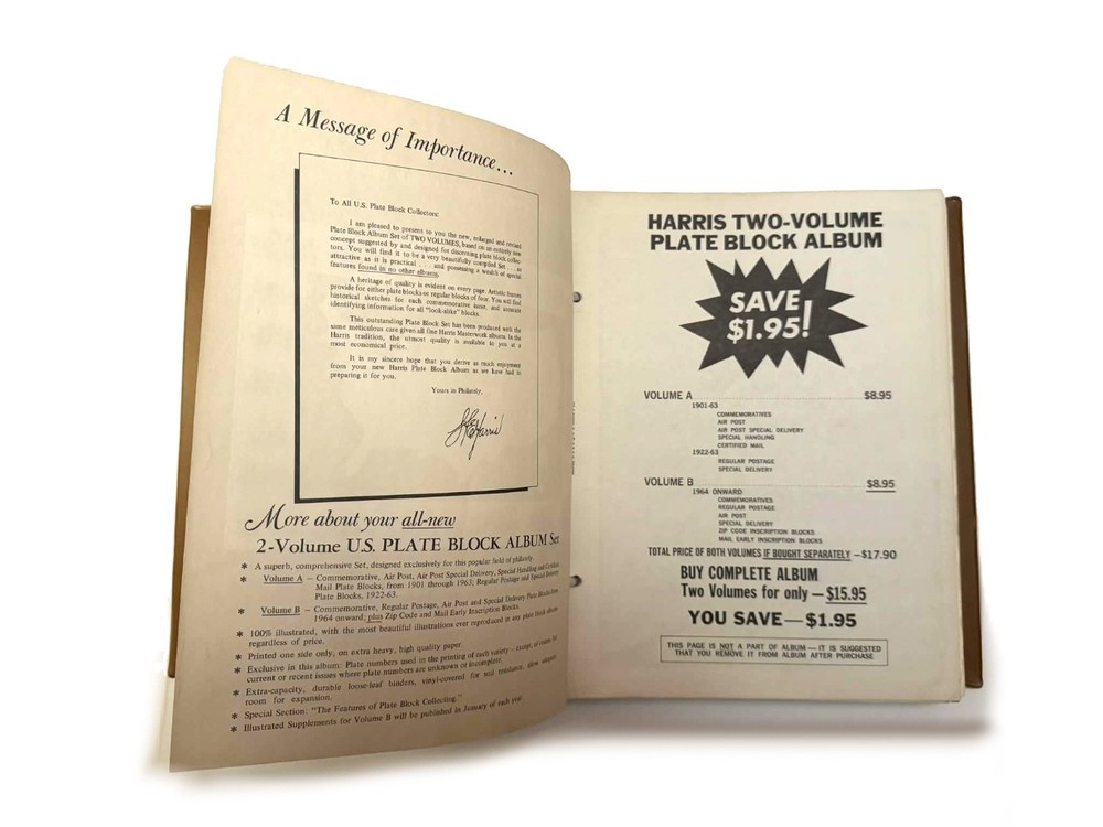 1973 United States Plate Block Album Volume B H.E. Harris