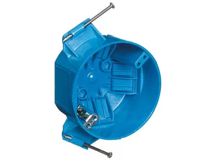 Polycarbonate Blue 20 Cu. In. round New Work Ceiling Electrical Box