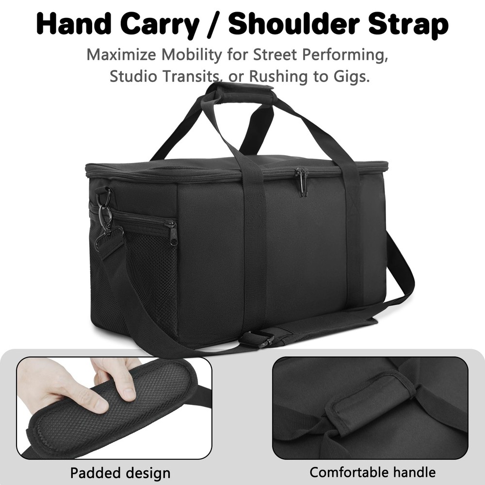 Bongo Drum Bag — Standard Size — 3 Extra Pockets for Accessories, Removable P...