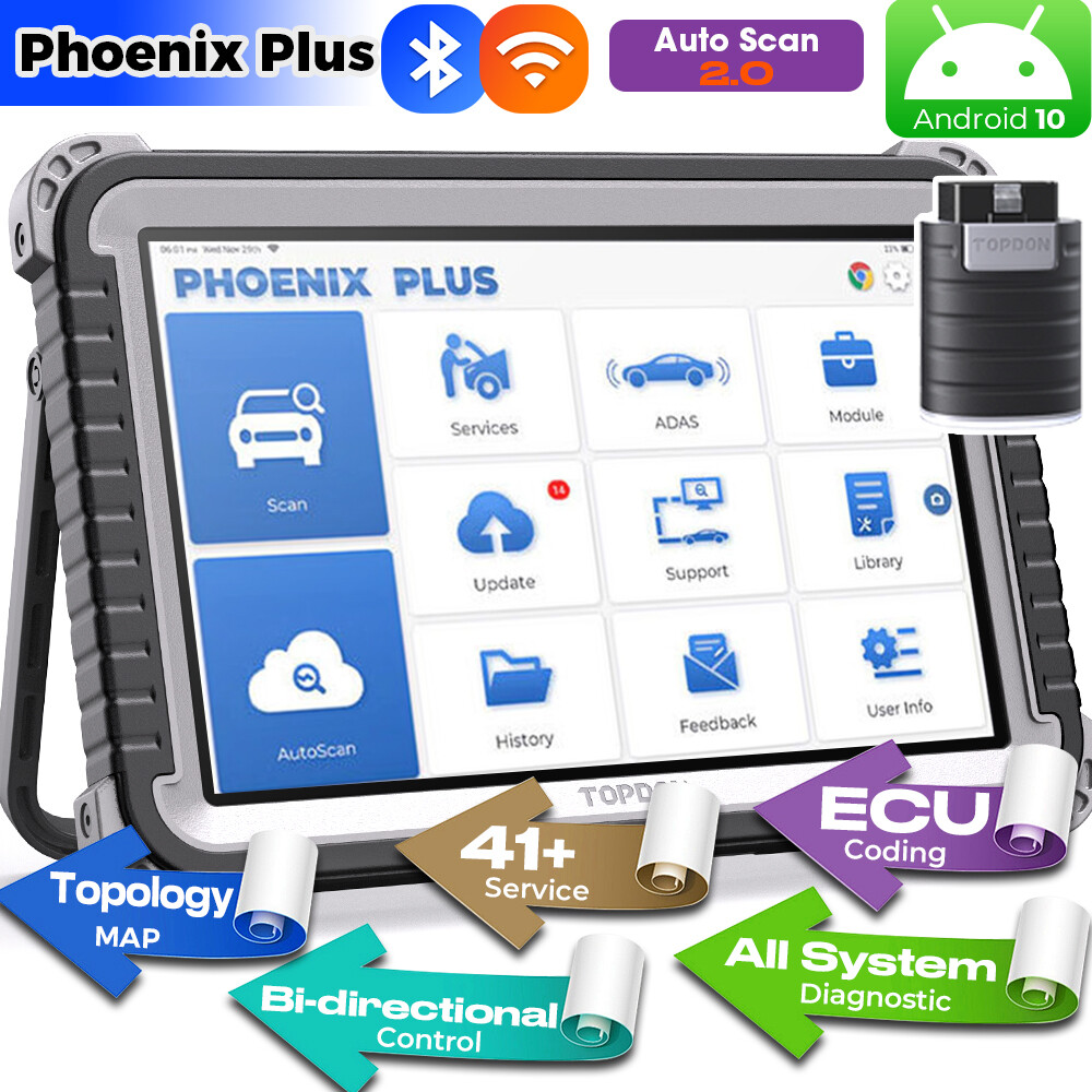 2026 TOPDON Phoenix Plus Bidirectional Car Diagnostic Scanner Tool €CU Coding US