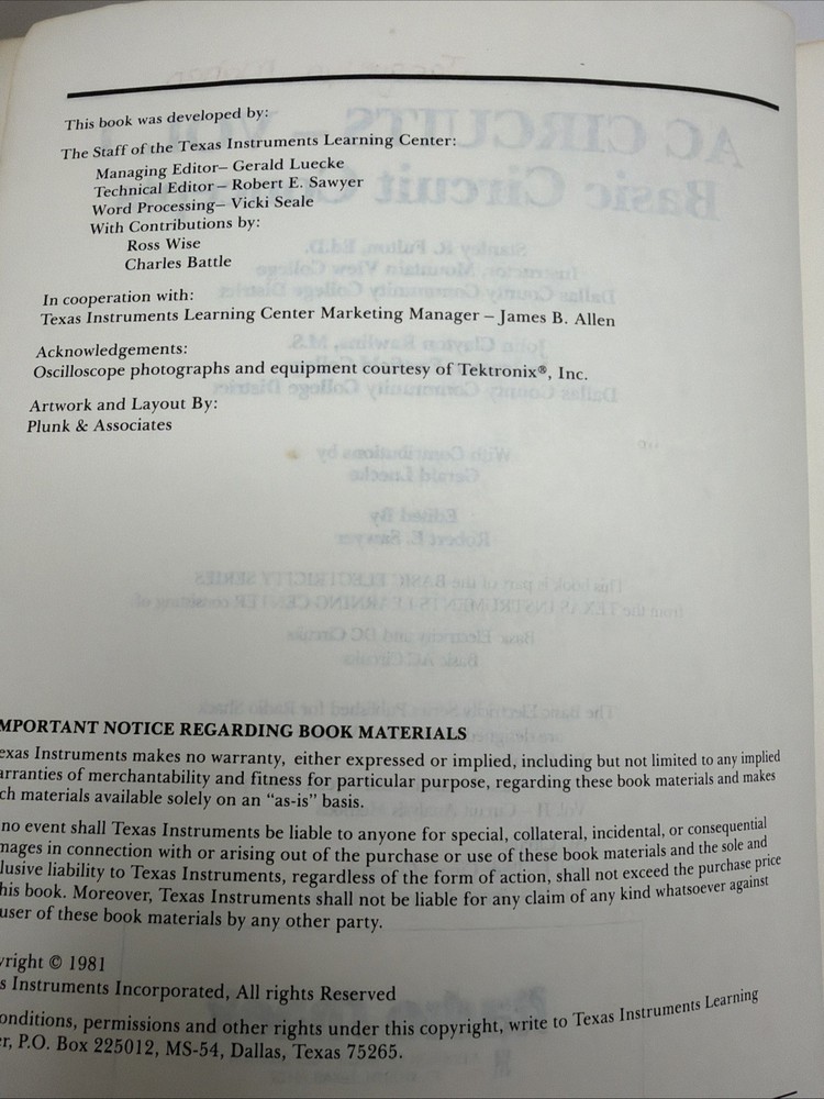 Radio Shack Basic Electricity Series: AC Circuits Vol. I Basic Circuit Concepts