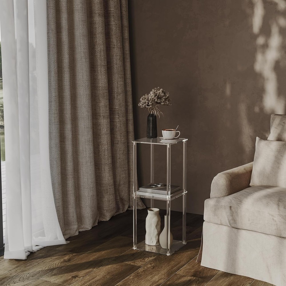 Acrylic Drink Table Small Spaces 10" Square Clear Small Side Table/End Table