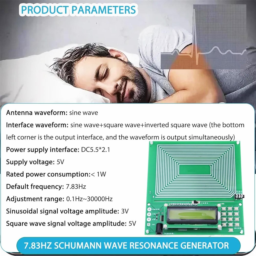 Schumann Wave Resonance Generator 7.83Hz - Adjustable Low-Frequency Pulse Device