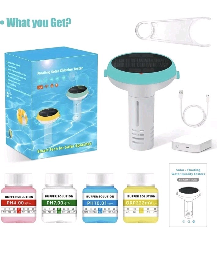 Solar & WiFi Digital Pool Water Tester Smart Floating Monitor - Spa & Hot Tub