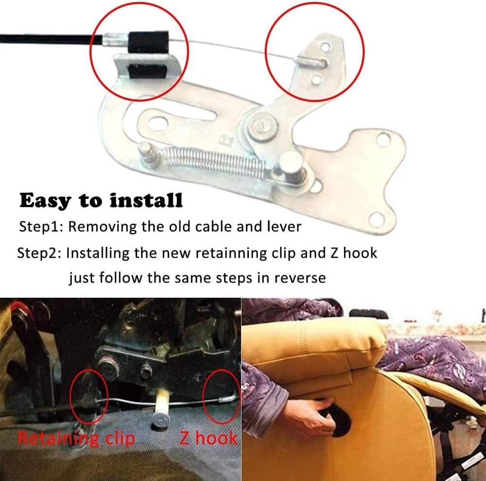 2Pcs Universal Metal Recliner Handle Replacement & Cable, Easy Install Kit