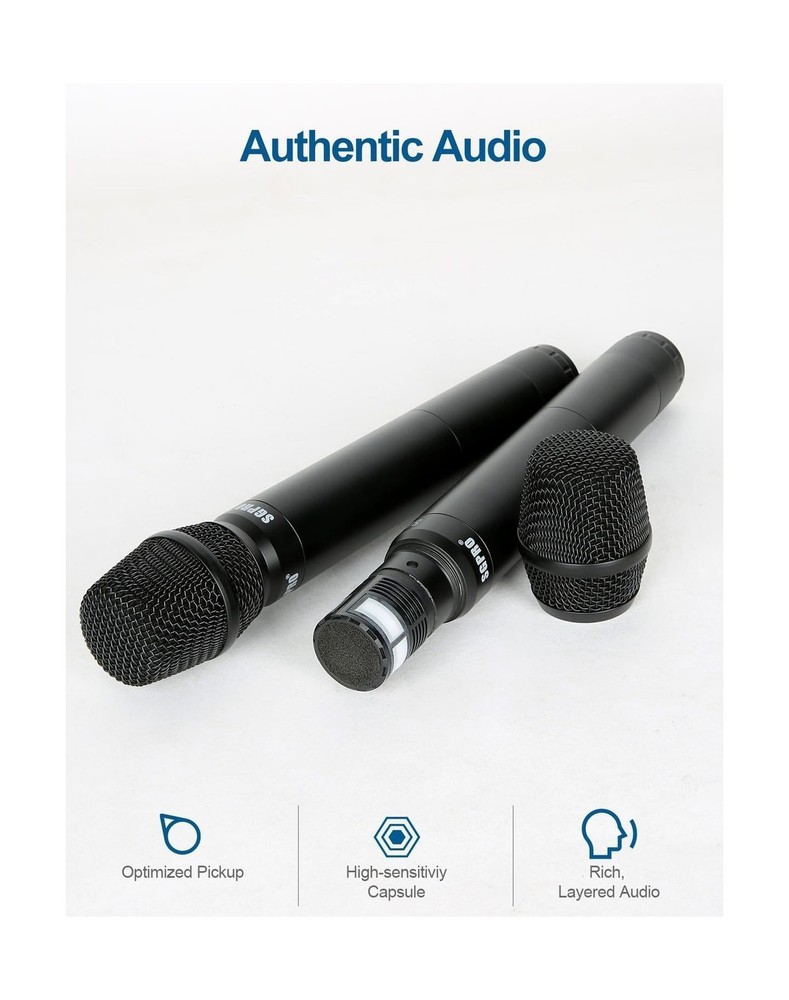 Dual Wireless Microphone System - Metal Handheld Mics & Receiver, Adjustable ...