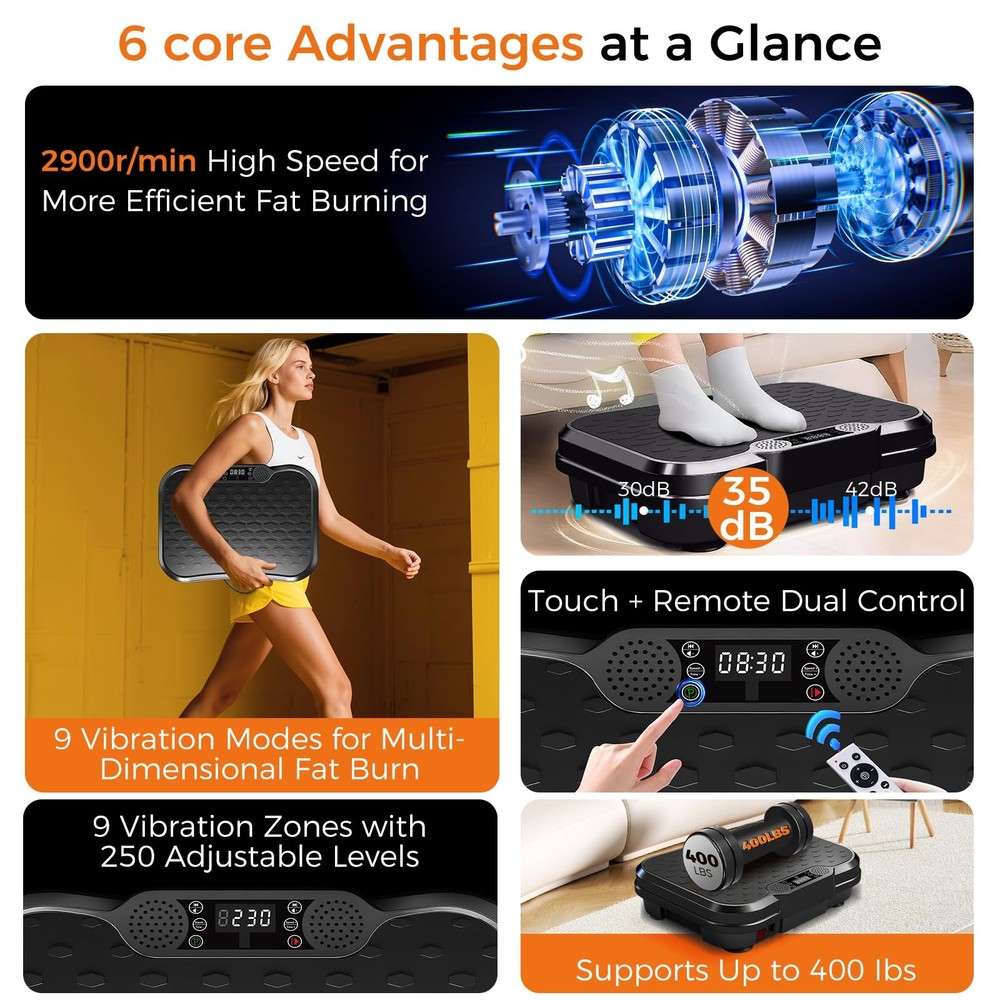 Vibration Plate Exercise Machine,Vibrating Platform for Lymphatic Drainage wi...