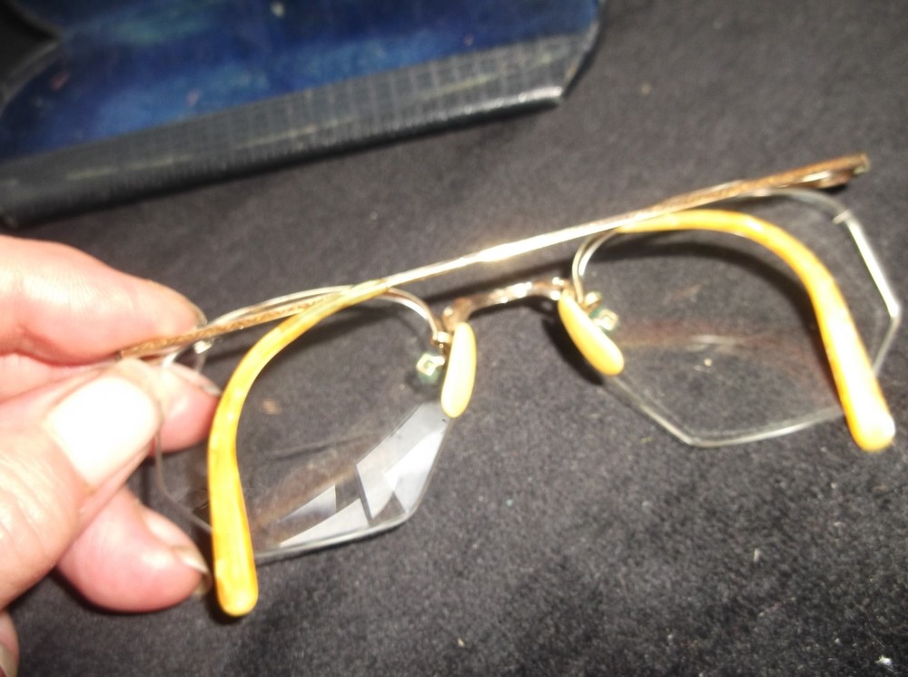ANTIQUE SPECTACLES 12KGF GOLD TONE - UNTESTED - BIFOCAL + MONOGRAM CASE