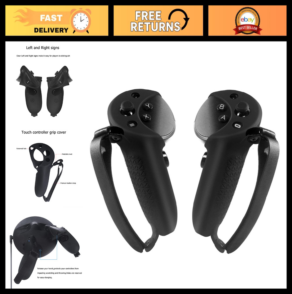 Silicone Grip Cover for VR Headset, Touch Controller Protector with Knuckle Stra