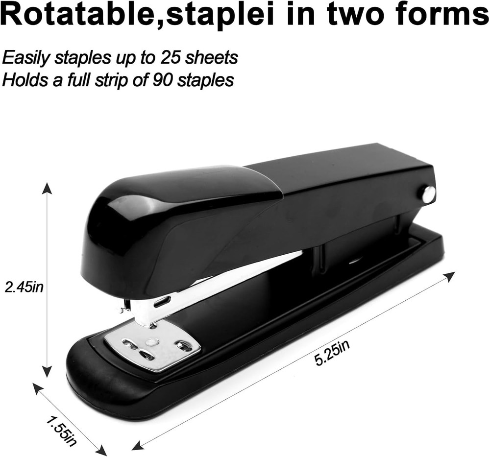 Black Modern Office Stapler, 25 Sheet Capacity, Automatic, Includes 1000 Staples