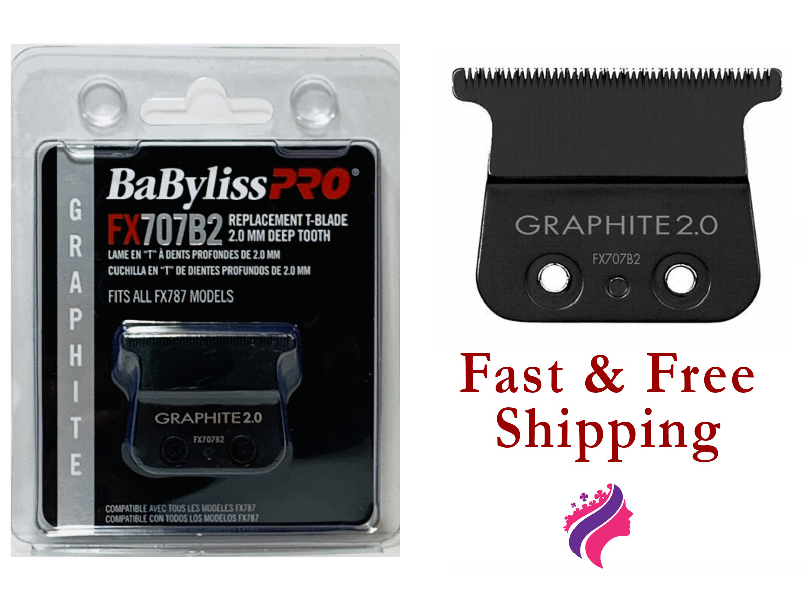 BaByliss PRO FX707B2 Replacement Graphite T-Blade Deep Tooth 2.0 mm for FX787.