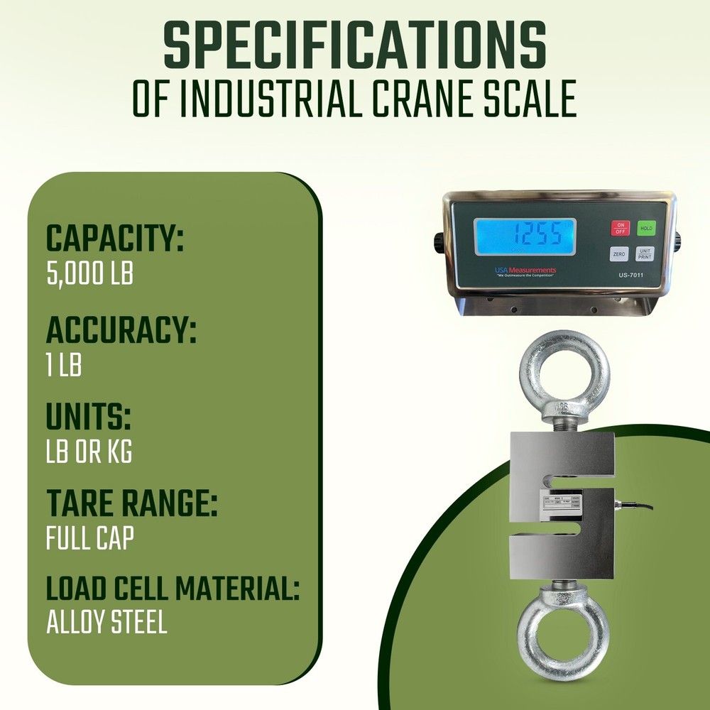 US-CSK-5K Hanging Scale (S-Type) tension & compression 5,000 lb with Printer