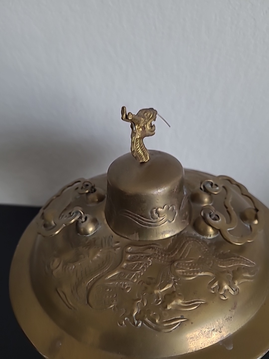 Vintage Chinese Shabu Pot Brass Hot Pot Chiseled Dragon