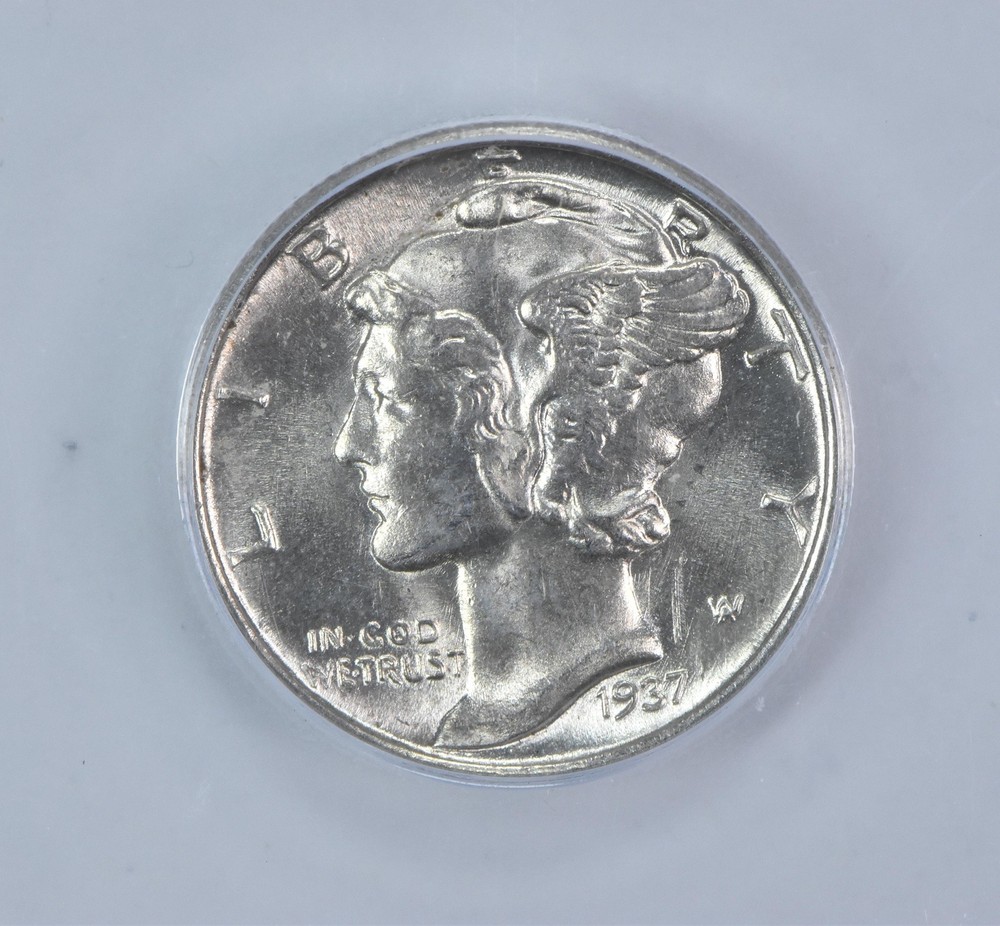 1937 Mercury Dime MS65 FB ICG