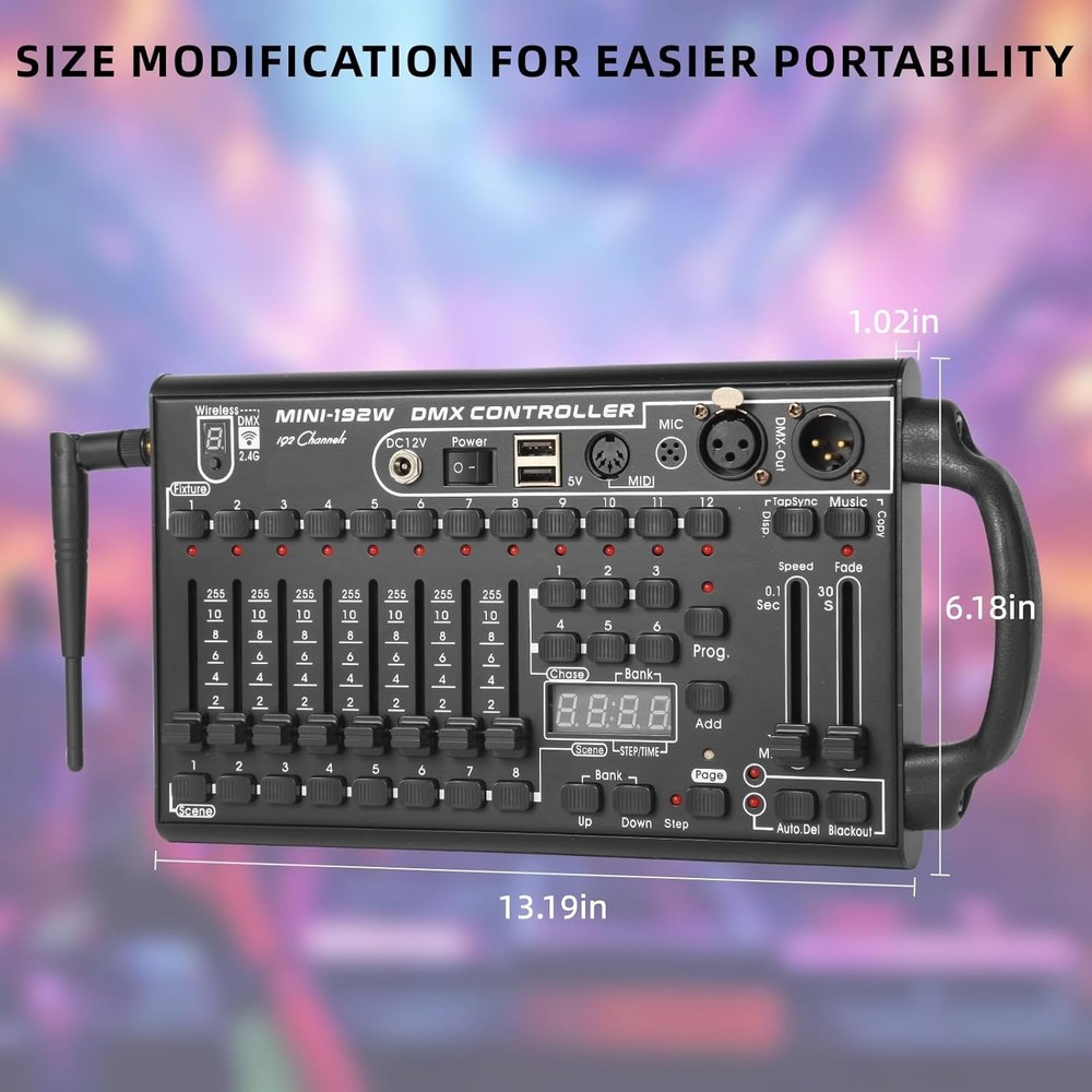 Compact Wireless DMX Lighting Controller for 240 Scenes - Ideal for Performances