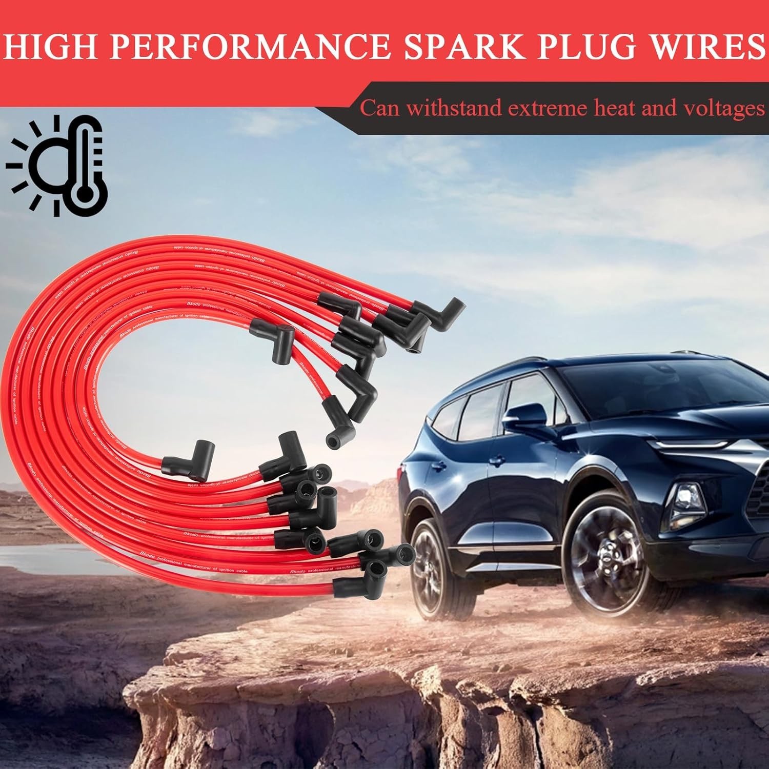 High Performance 10.5mm Spark Plug Wires Set Fit for HEI BBC SBC 350 454 383 Ele