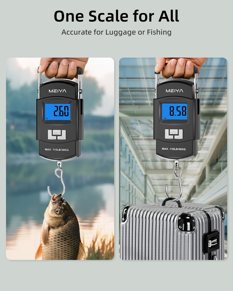 Durable Handheld Fish Scale 110lb Capacity - Auto Shut Off & Tare Function
