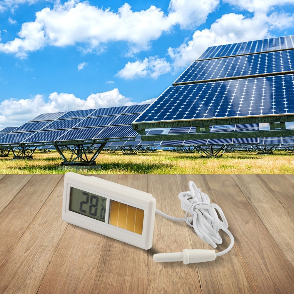 Sleek LCD Solar Thermometer Sensor For Accurate Temperature Measurement New