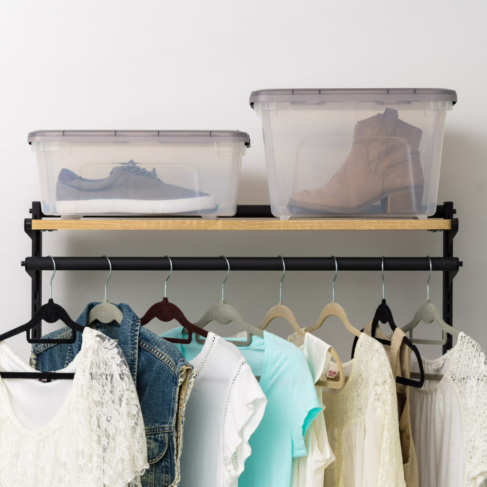 IRIS USA 19 Qt Plastic Storage Bins w/ Lids, Clear Latching Stackable Totes, 4pk