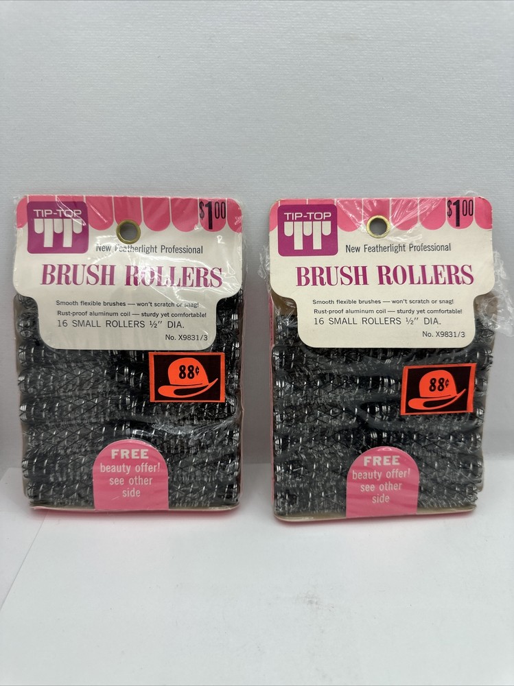 Tip-Top Brush Rollers Vintage One Pack Is New Other Has 2 Missing 1/2 Size