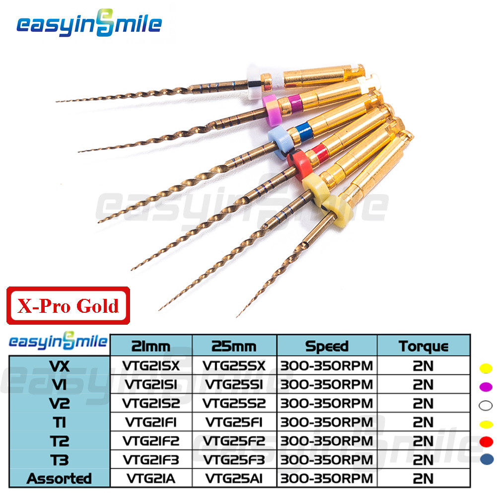 6pcs Endodontic Dental Endo Files Rotary NITI Files X-Pro Gold Taper 21/25/31MM