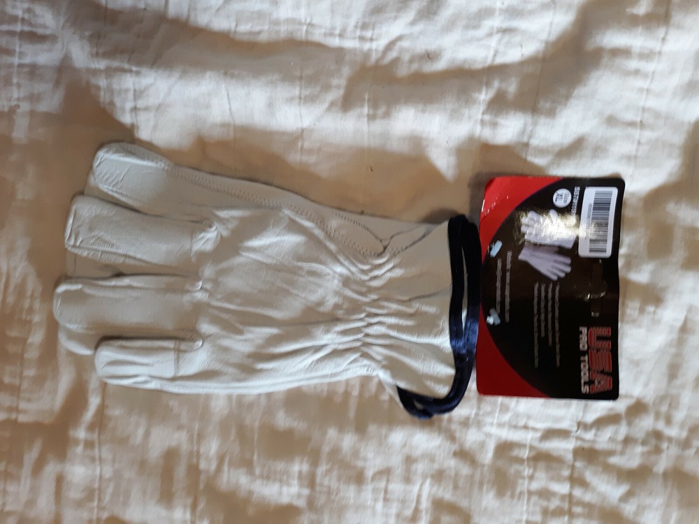work gloves leather XL USA Pro tools white