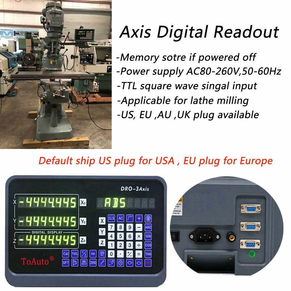 3/2Axis Digital Readout DRO 5µm 0.0002" Linear Scale Encoder for Mill Lathe CNC