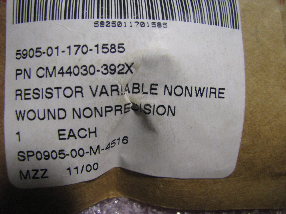 STATE ELECTRONICS VARIABLE RESISTOR 1KOHLM # C0433312 NSN: 5905-01-170-1585