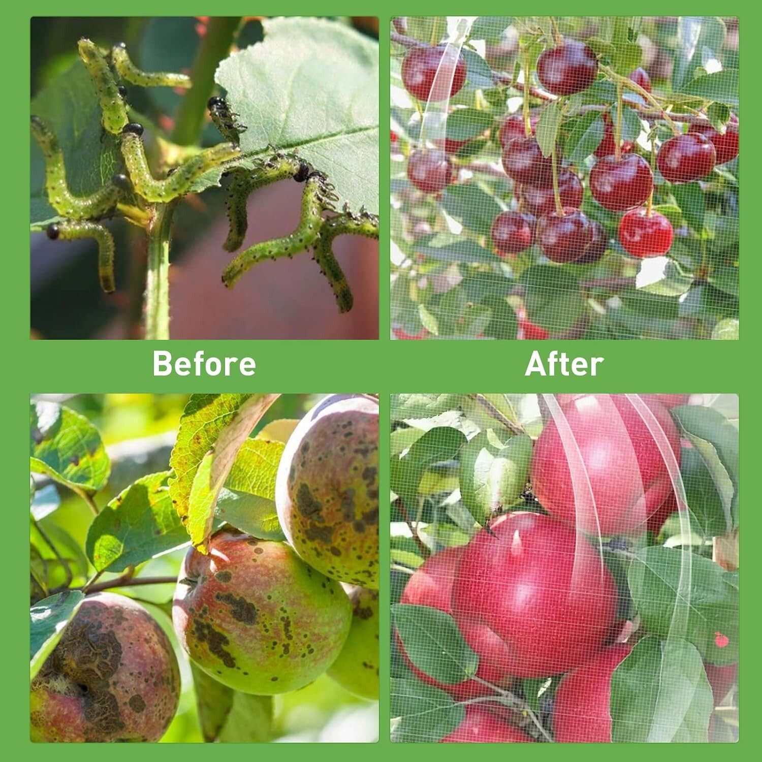 6'/8' x 6'/10' Large Fruit Tree Netting for Squirrels and Birds with Drawstring