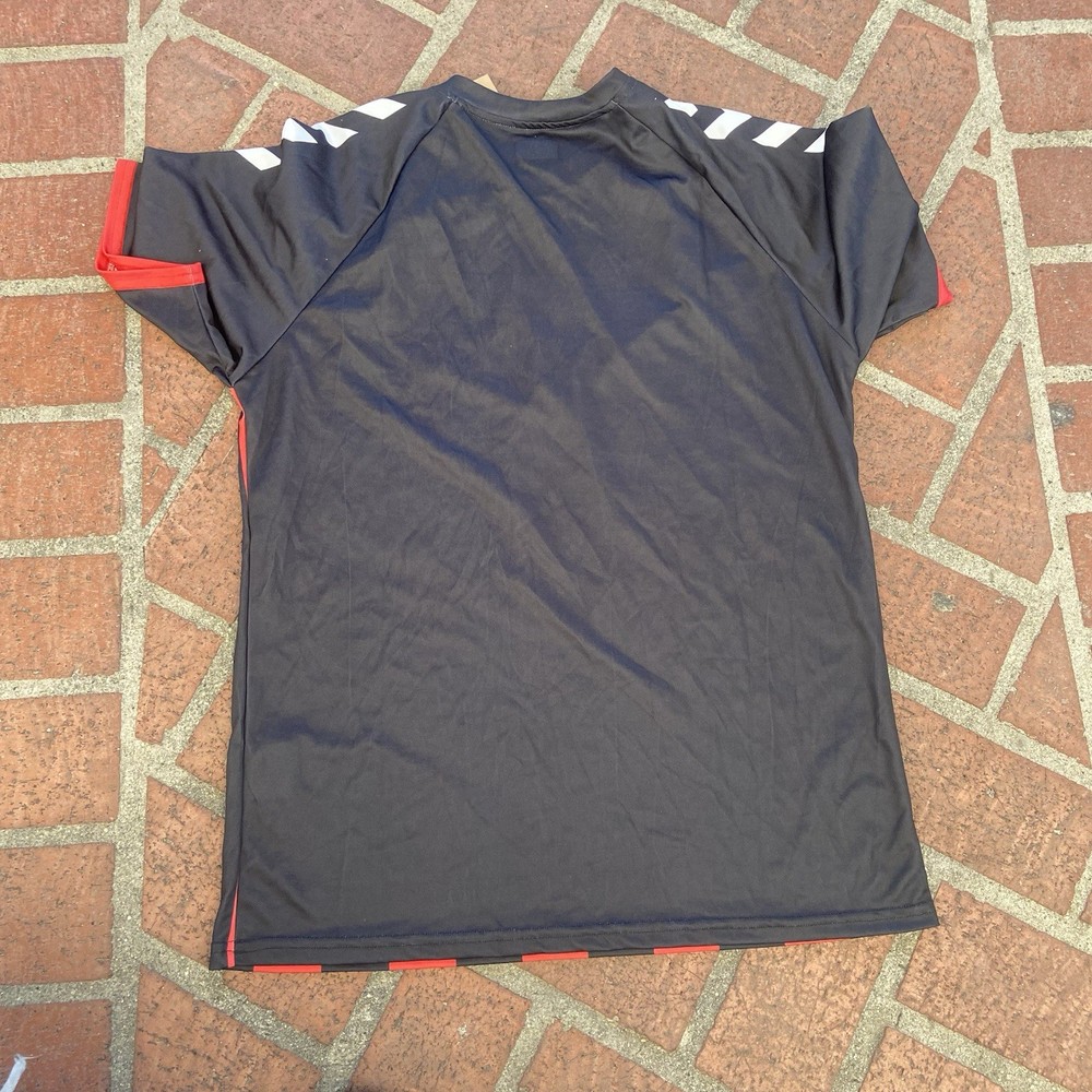 Hummel Mens Striped Jersey Size Medium Black Red Polyester Durable NWT