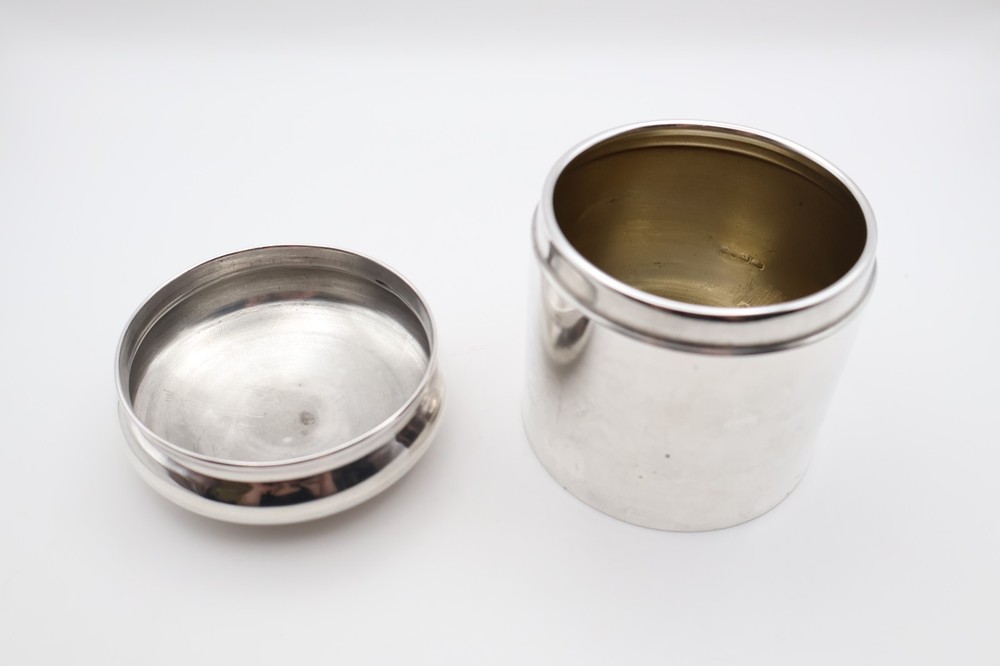 Antique Solid Silver Tea Caddy Jar Hallmarked Chester 1904