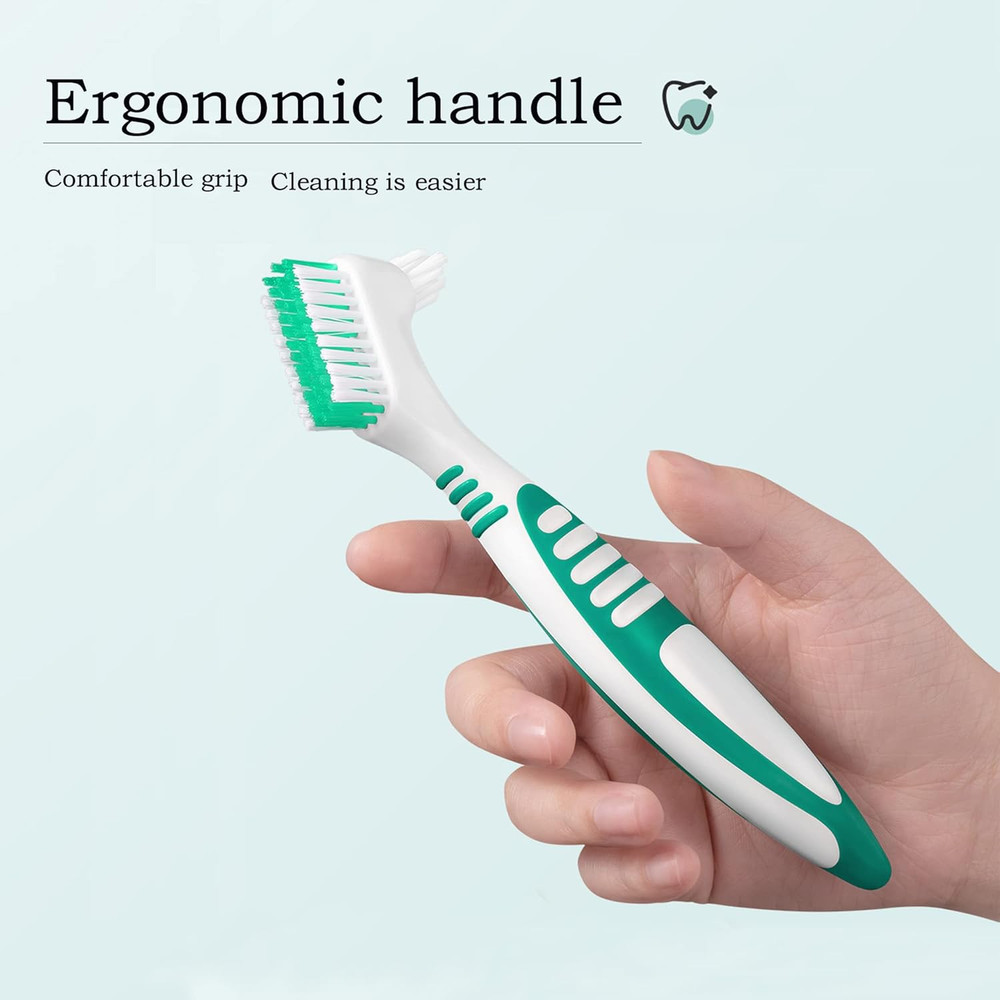 Denture Brush Set 4Pcs Double-Sided Cleaning Toothbrushes Multi-Layered Bristles