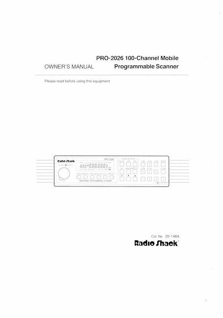 RADIO SHACK PRO-2026 INSTRUCTION OPERATING MANUAL