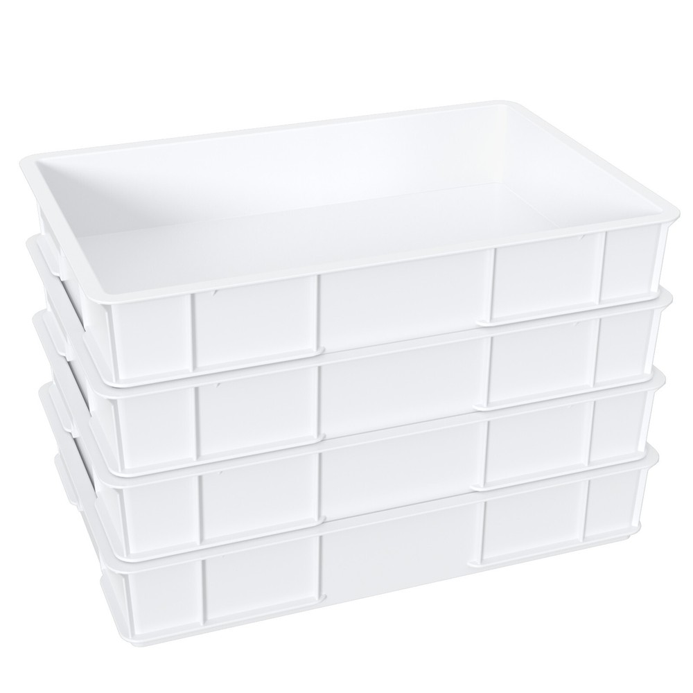 4Pack Plastic Commercial Stackable Pizza Dough Proofing Box Tray Container White