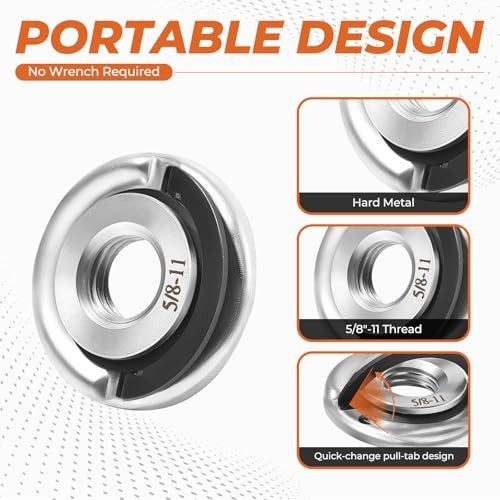 5/8"-11 Thread Adapter Kit for Quick Change Nut, Fits XLOCK Angle Grinders, Conv