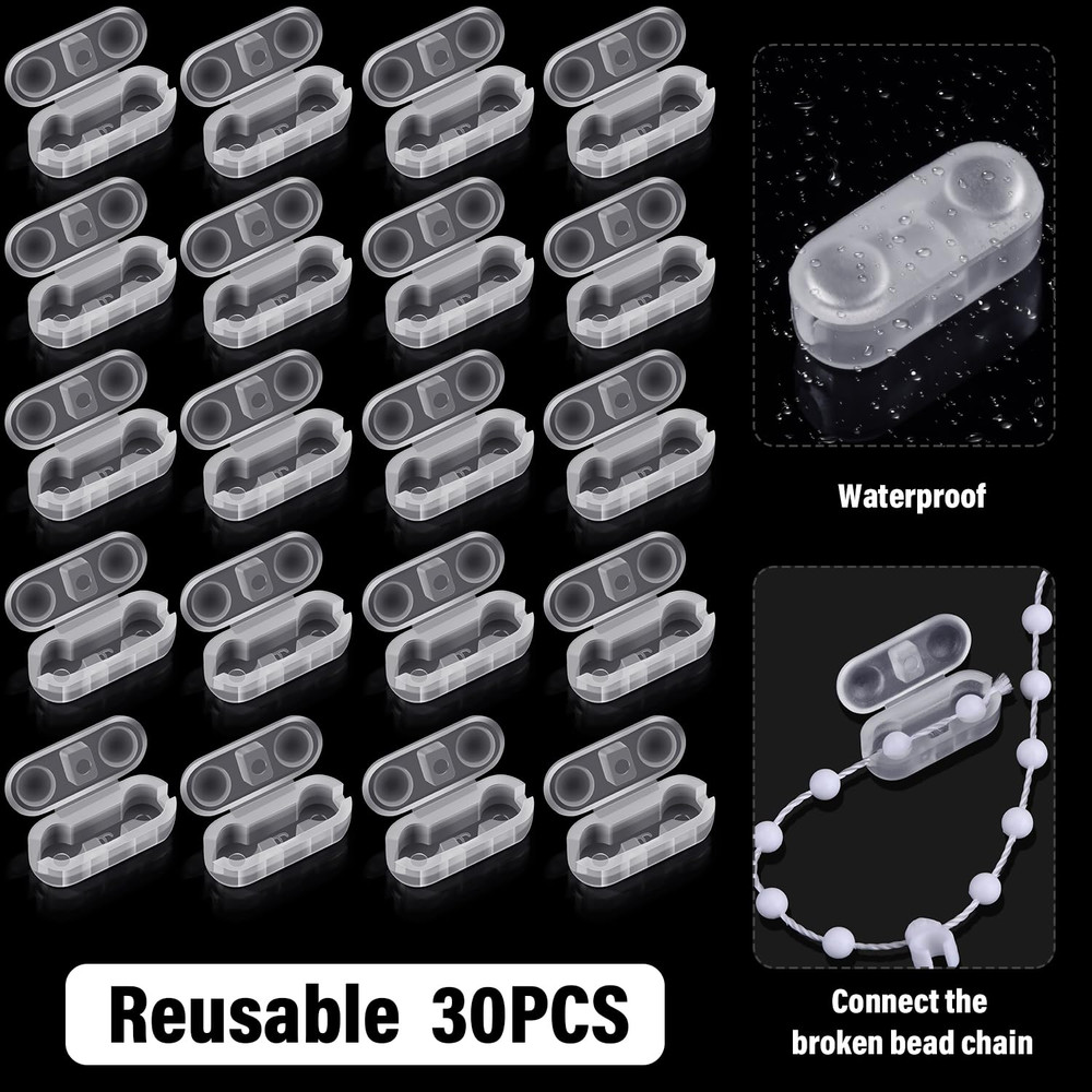 30 Pack Chain Connectors Roller Shade Beaded Connector Plastic Replacement
