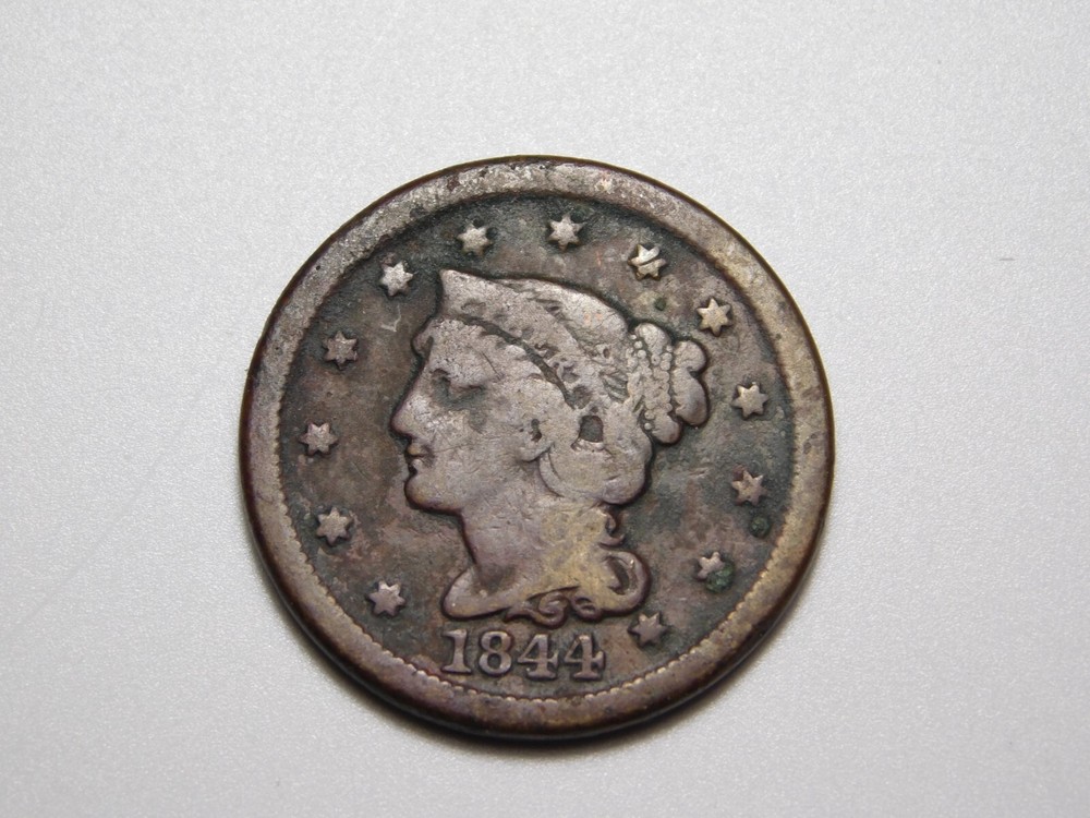 US COINS 1844 BRAIDED HAIR  LARGE CENT
