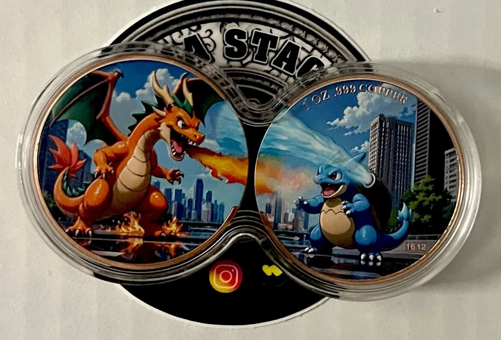 Dual Battle Sets Series 2 x 1 oz Charizard vs Blastoise Copper Medals Infinity