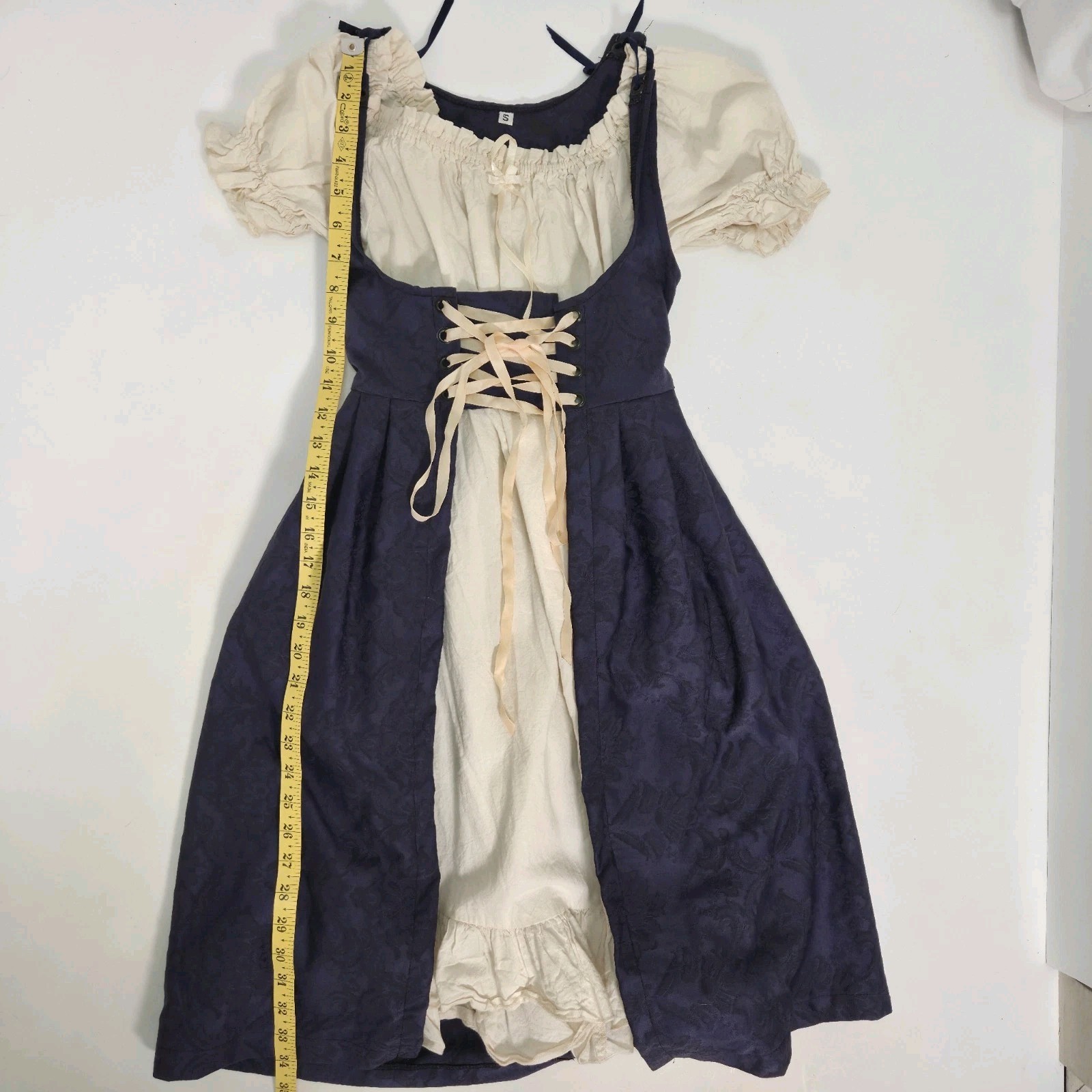 Medieval Renaissance Festival 2 Piece Maiden Youth Dress Small Blue And White