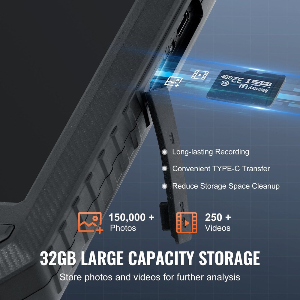 Triple-Lens Borescope: 5" IPS Screen, 16.4ft Cable, IP67 Waterproof