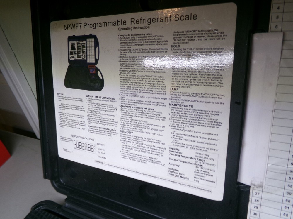 ZORO 5PWF7 PROGRAMMABLE REFRIGERANT SCALE